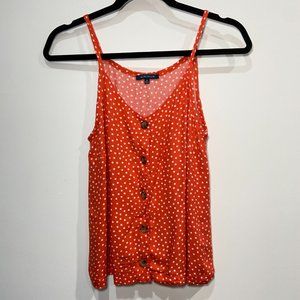 Kirious Orange & White Polka Dot Camisole Button Closure Size Small